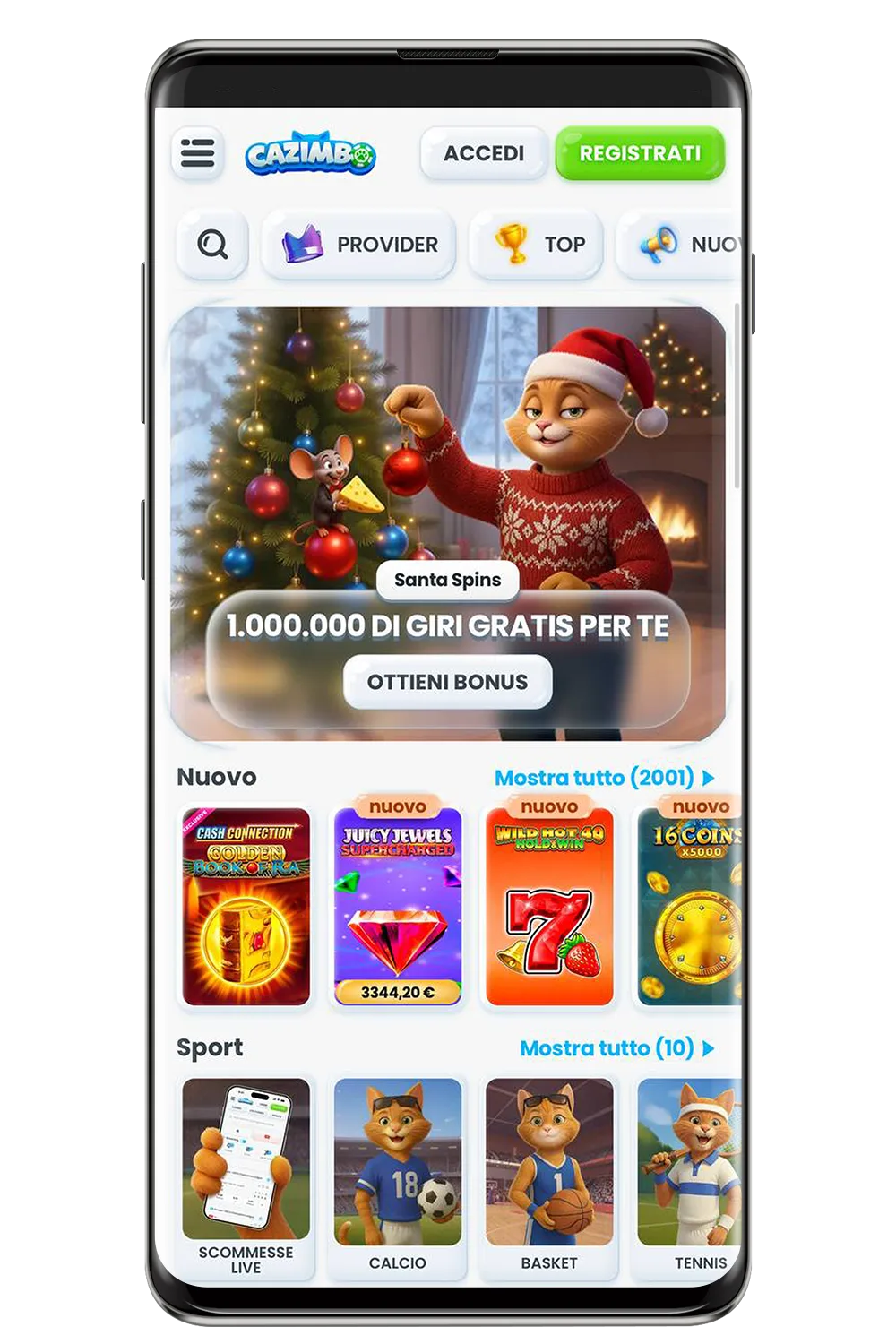 Screenshot of the Cazimbo casino website mobile version.